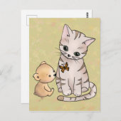 Carte Postale Bärchen und Katze (Devant / Derrière)