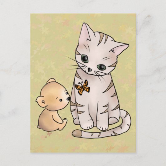 Carte Postale Bärchen und Katze (Devant)