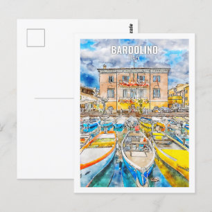 Carte Postale Bardolino Italie Fameux Voyage Aquarelle croquis