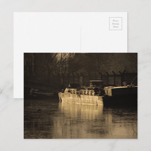 Carte Postale Barge de travail (Devant / Derrière)