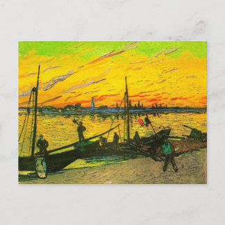 Carte Postale Barges de charbon Van Gogh Art raffiné