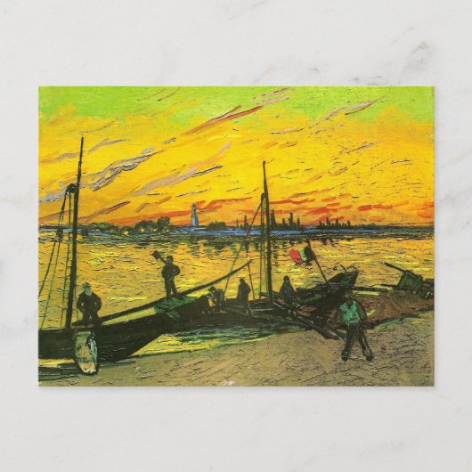 Carte Postale Barges de charbon Van Gogh Art raffiné (Devant)