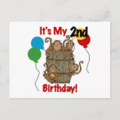 Carte Postale Baril de singes 2e Anniversaire Tshirts et cadeaux (Devant)