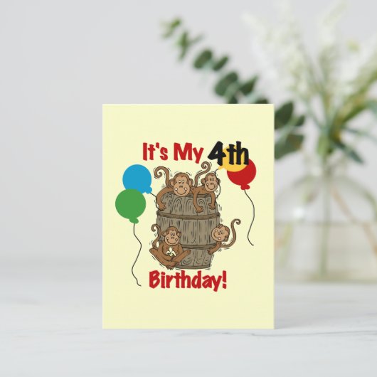 Carte Postale Baril des singes 4e anniversaire (Debout devant)