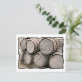 Carte Postale Barils de Whiskey en bois rustique (Debout devant)