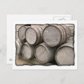 Carte Postale Barils de Whiskey en bois rustique (Devant / Derrière)