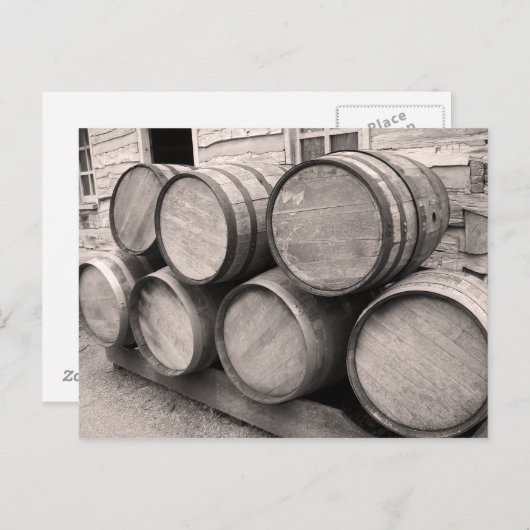 Carte Postale Barils Whiskey en bois (Devant / Derrière)