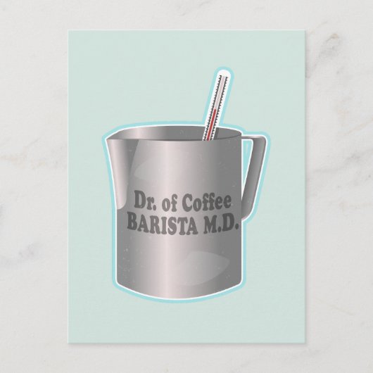 Carte Postale Barista de café qui fait rire le docteur (Devant)