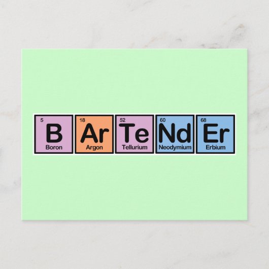 Carte Postale Barman en éléments (Devant)