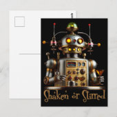 Carte Postale Barman Robot Futuriste "Secoué ou Remué" (Devant / Derrière)