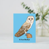 Carte Postale Barn owl bird cartoon illustration (Debout devant)