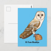 Carte Postale Barn owl bird cartoon illustration (Devant / Derrière)