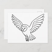 Carte Postale Barn Owl in Flight Line Art (Devant / Derrière)