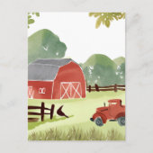 Carte Postale Barne rouge | Peinture de tracteur d'aquarelle agr (Devant)