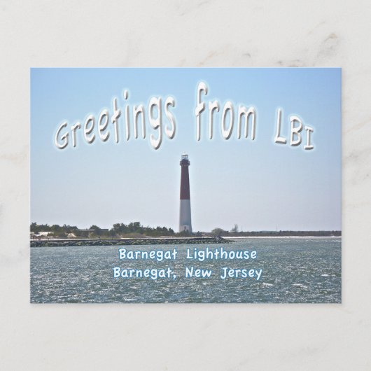 Carte Postale Barnegat Lighthouse (Vieux Barney) Salutations LBI (Devant)
