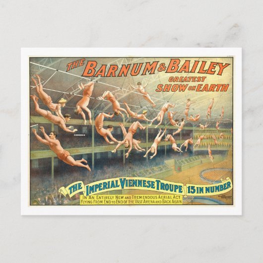 Carte Postale Barnum & Bailey acrobates Circus Poster Vintage (Devant)