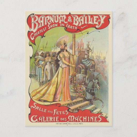 Carte Postale Barnum & Bailey Poster vintage 1901 (Devant)