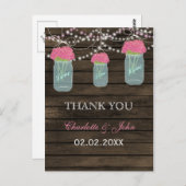 Carte Postale Barnwood rose fleurs mâchoires Merci notes (Devant / Derrière)