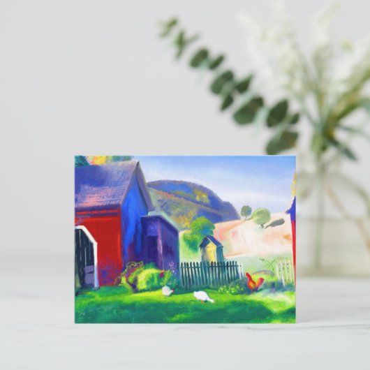 Carte Postale Barnyard and Chickens par George Wesley Bellows (Debout devant)