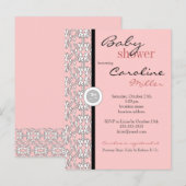 Carte Postale Baroque en Baby shower rose Invitation (Devant / Derrière)