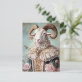Carte Postale Baroque Goat Royal Blue Gold Design (Debout devant)