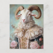 Carte Postale Baroque Goat Royal Blue Gold Design (Devant)