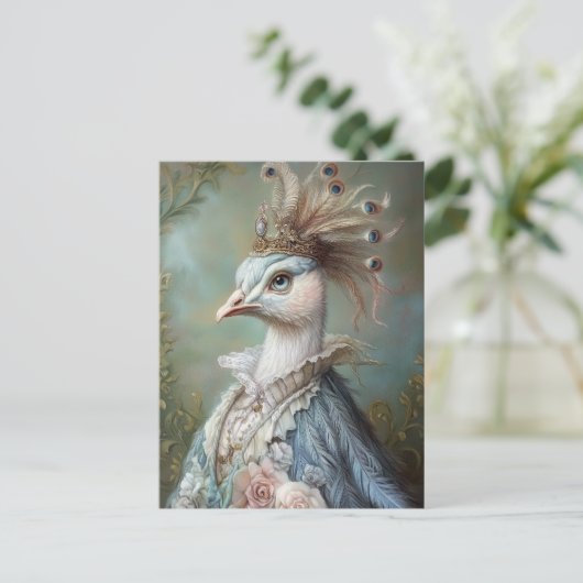 Carte Postale Baroque Peacock Royal Portrait Design (Debout devant)