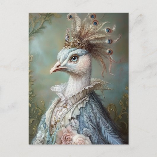 Carte Postale Baroque Peacock Royal Portrait Design (Devant)