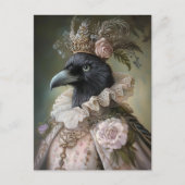 Carte Postale Baroque Raven Royal Queen Portrait Design (Devant)