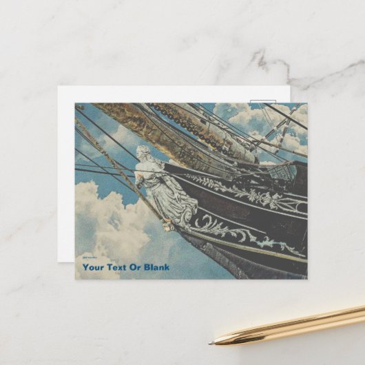 Carte Postale Barque Elissa Figurhead (Devant/Arrière en situation)