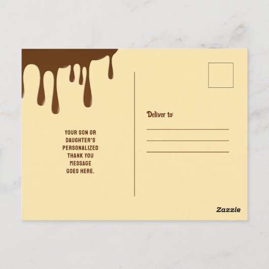 Carte Postale Barre de chocolat Ticket d'Or Bar Mitzvah Merci (Dos)