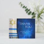 Carte Postale Barre Mitzvah Merci prière châle bleu (Debout devant)