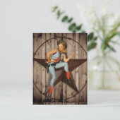 Carte Postale Barre Wood Texas Star pays occidental Cowgirl (Debout devant)