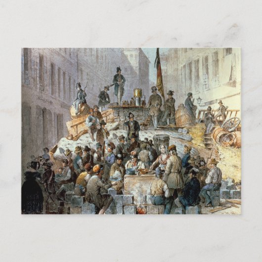 Carte Postale Barricades à Marzstrasse, Vienne, 1848 (Devant)