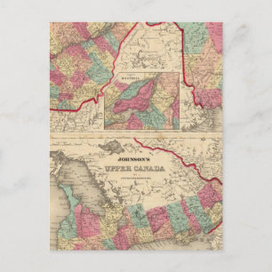 Carte Postale Bas-Canada et Nouveau-Brunswick Haut Canada