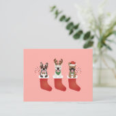 Carte Postale Bas de Noël pour Bouledogues Français (Debout devant)