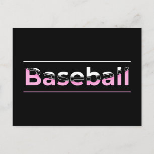 Carte Postale Base-ball Féminin - Typographie Géométrique Rose