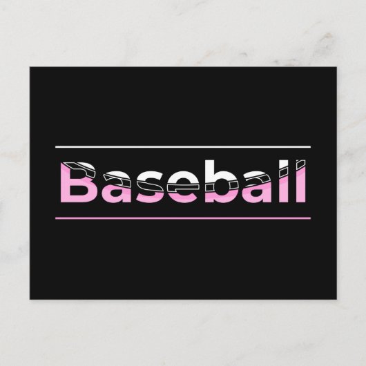 Carte Postale Base-ball Féminin - Typographie Géométrique Rose (Devant)