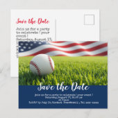 Carte Postale Base-ball sauve la date avec le drapeau de l'Améri (Devant / Derrière)