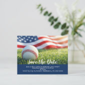 Carte Postale Base-ball sauve la date avec le drapeau de l'Améri (Debout devant)