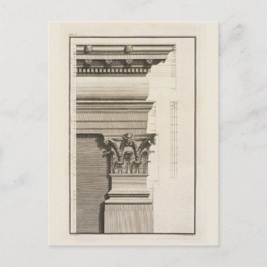 Carte Postale Base, Capitale et Entablature du Pilaster (Devant)