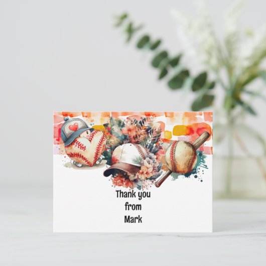 Carte Postale Baseball 50th Birthday Party Merci (Debout devant)