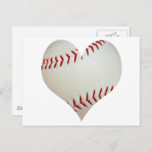 Carte Postale Baseball Américain En Forme De Coeur (Devant / Derrière)