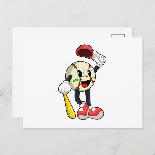 Carte Postale Baseball avec batte de baseball (Devant / Derrière)