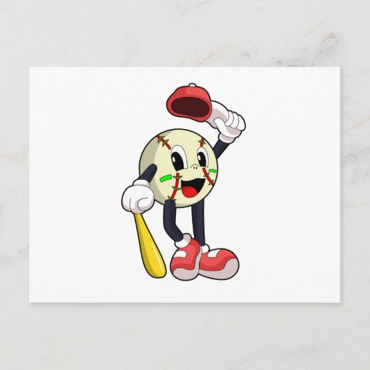 Carte Postale Baseball avec batte de baseball (Devant)