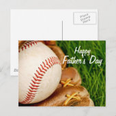 Carte Postale Baseball avec Glove Happy Fête des pères (Devant / Derrière)