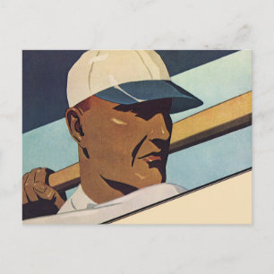 Carte Postale Baseball Batteur Vintage Sport, Art Stylisé