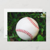 Carte Postale Baseball blanc avec points rouges (Devant / Derrière)