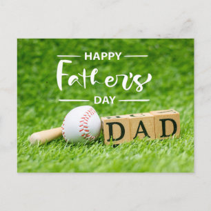 Carte Postale Baseball Bonne Fête des pères sur l'herbe verte