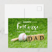 Carte Postale Baseball Bonne Fête des pères sur l'herbe verte (Devant / Derrière)